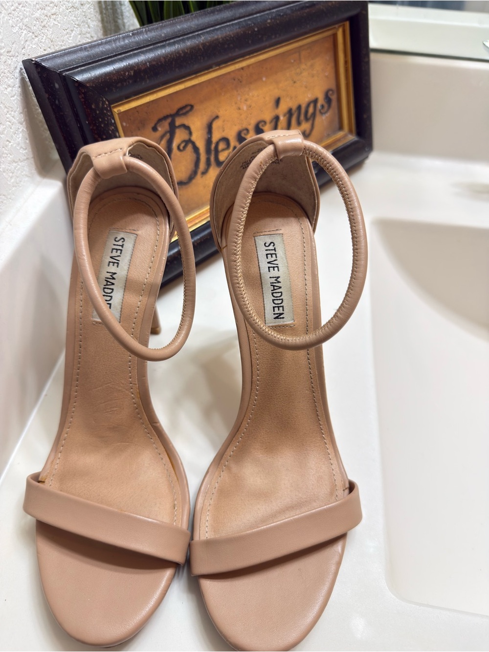 Steve Madden Nude Blush Ankle-Strap Stiletto Heels size